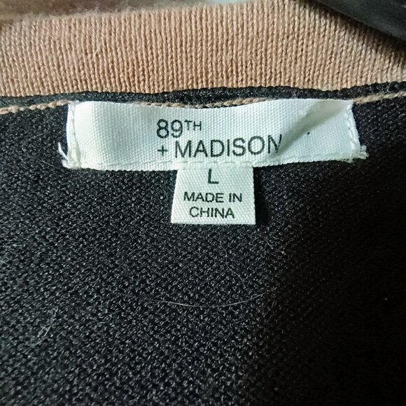 EUC: 89th + Madison Sze Large Black & Tan Button-Down Cardigan - Picture 3 of 5